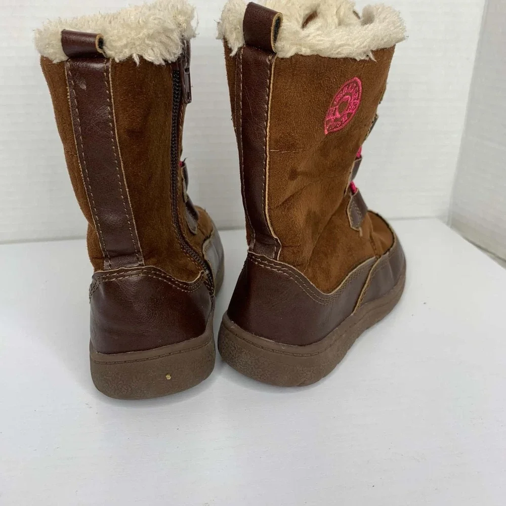 OshKosh B'gosh NESSA-G Brown Faux Fur Girls Winter Boots Size 10